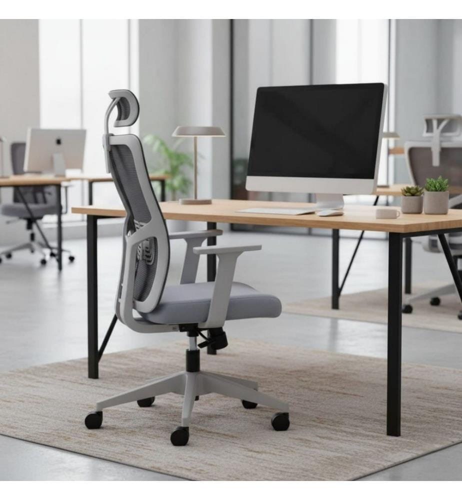Ensemble de chaises de bureau, 2 pièces, gris, structure : 100 % plastique