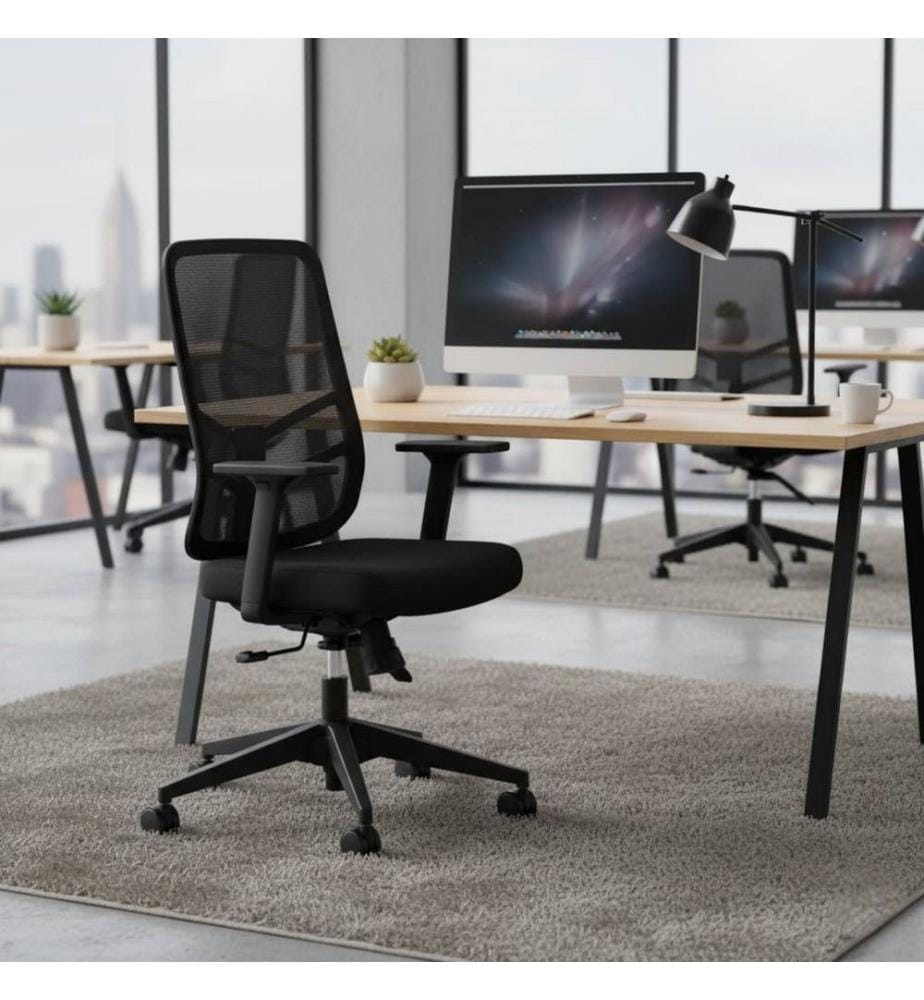 Bürostuhl-Set, 2-teilig, Schwarz, Gestell: 100 % Kunststoff