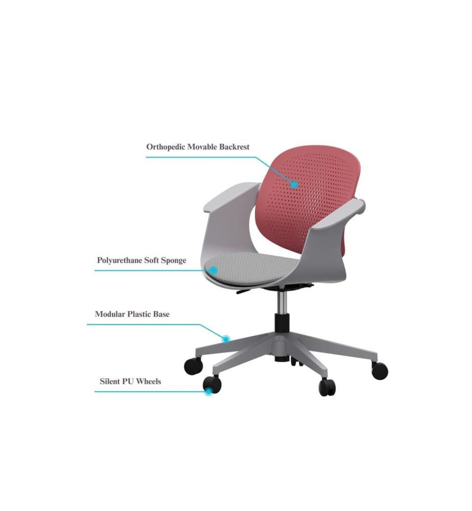 Sedia da ufficio, color salmone, struttura: 100% plastica