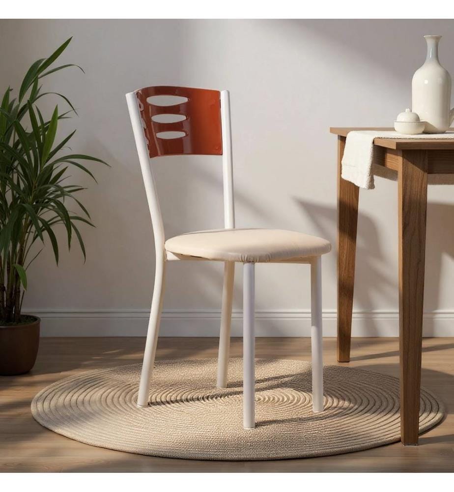 Ensemble de chaises, 2 pièces, marron, blanc, structure : 100% métal