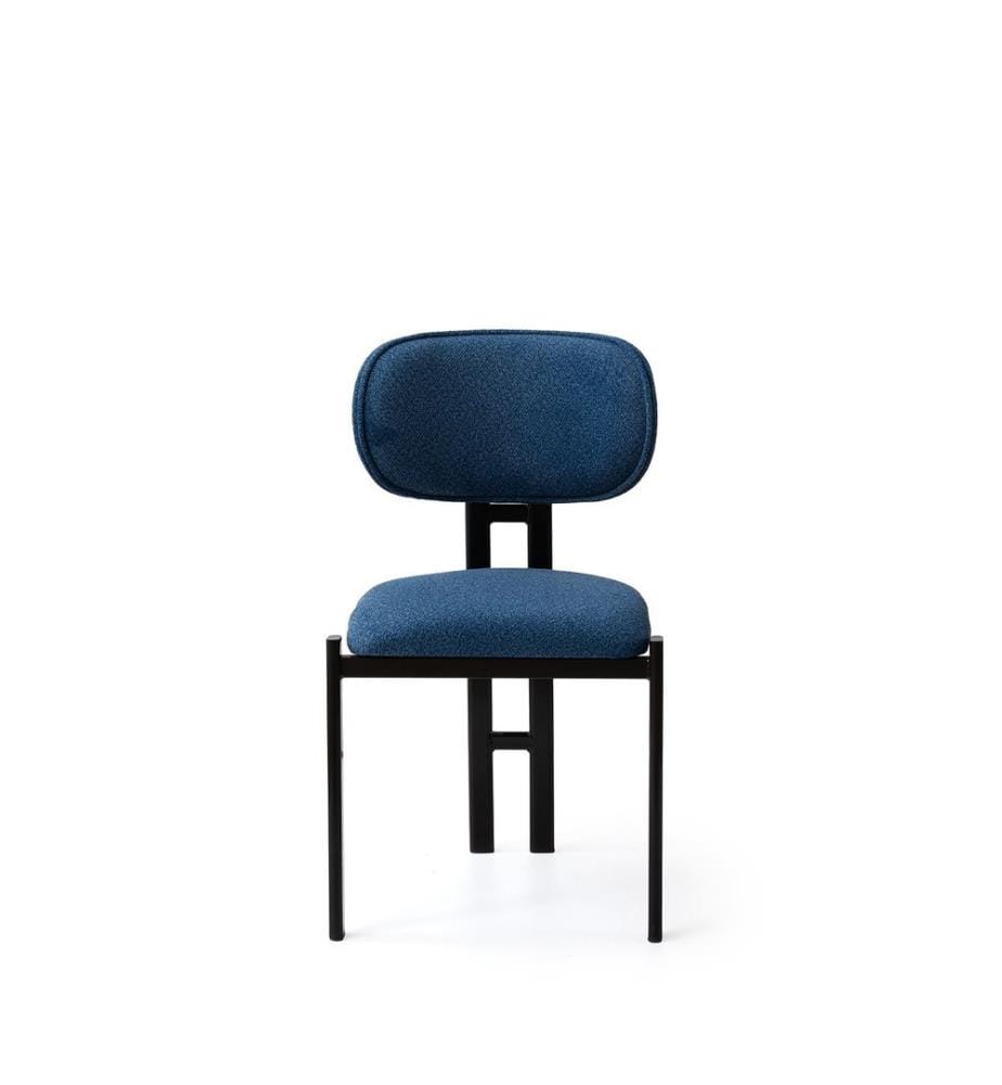 Set di 2 sedie, blu navy e nere, 100% metallo.
