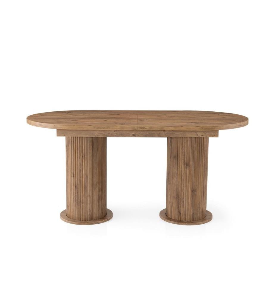 Table de salle à manger extensible, noyer, 100 % panneau de particules mélaminé