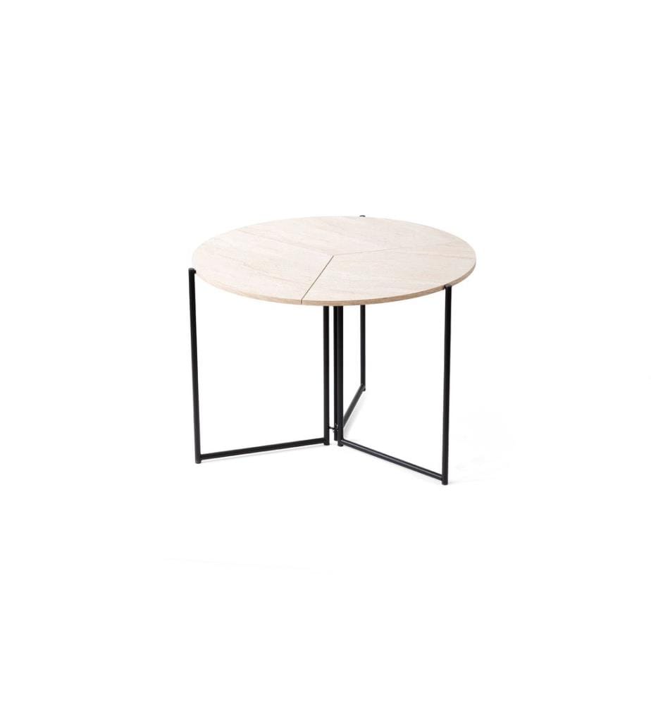 Table de salle à manger extensible, travertin, noir, 100 % panneau de particules mélaminé