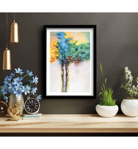 Peinture décorative encadrée en MDF, Multicolore, MDF, Encadré en bois