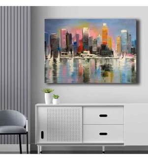 Quadro decorativo su tela, multicolore, tela, cornice in legno di pino