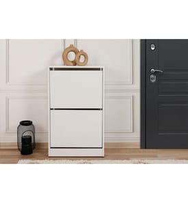 Scarpiera, bianco, pannello di particelle rivestito di melamina