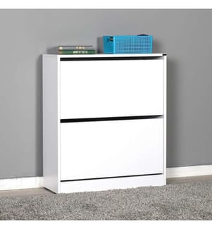 Scarpiera, bianco, pannello di particelle rivestito di melamina