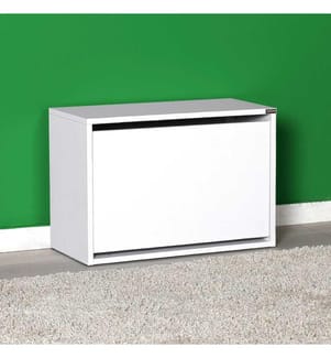 Scarpiera, bianco, pannello di particelle rivestito di melamina