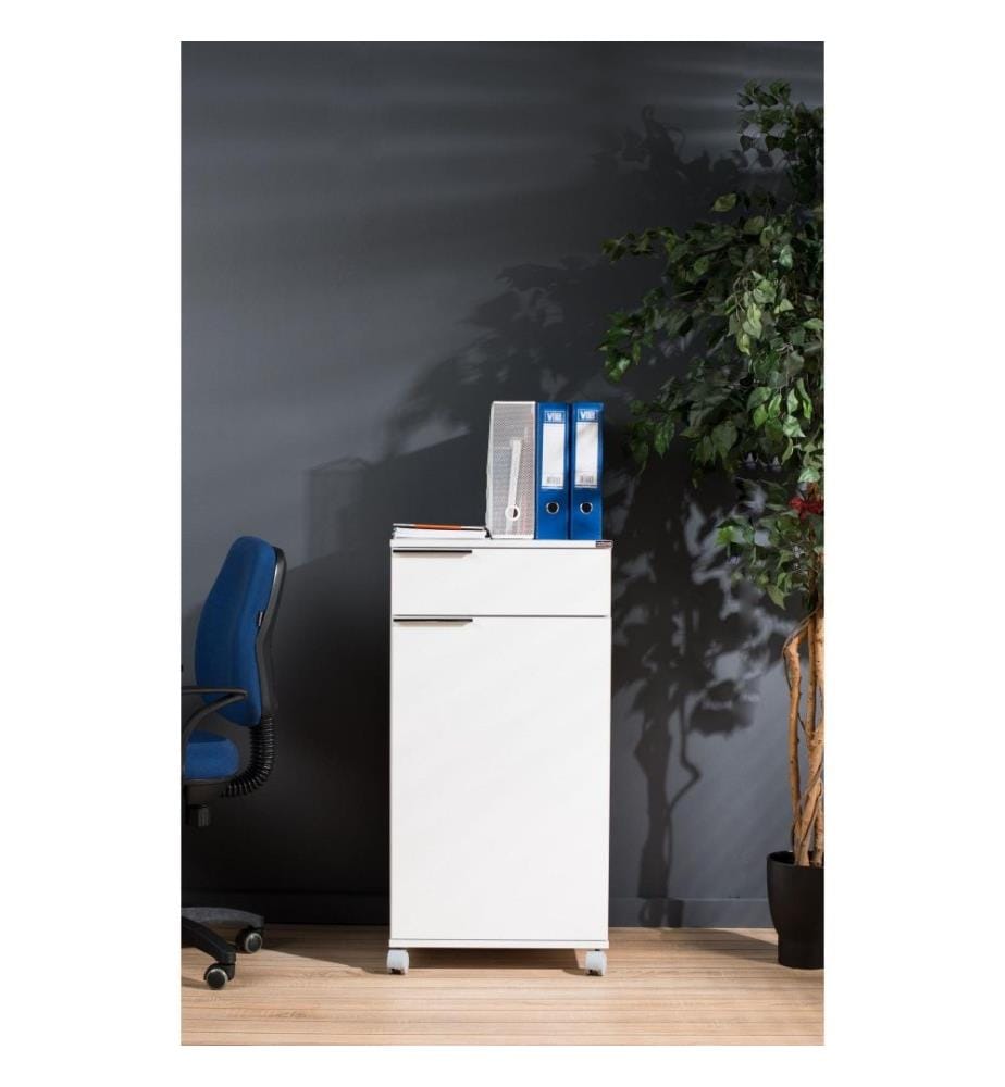 Armoire multifonctions, blanc, panneau de particules mélaminé