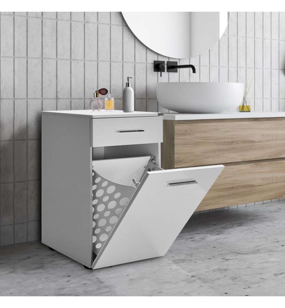 Armoire multifonctions, blanc, panneau de particules mélaminé