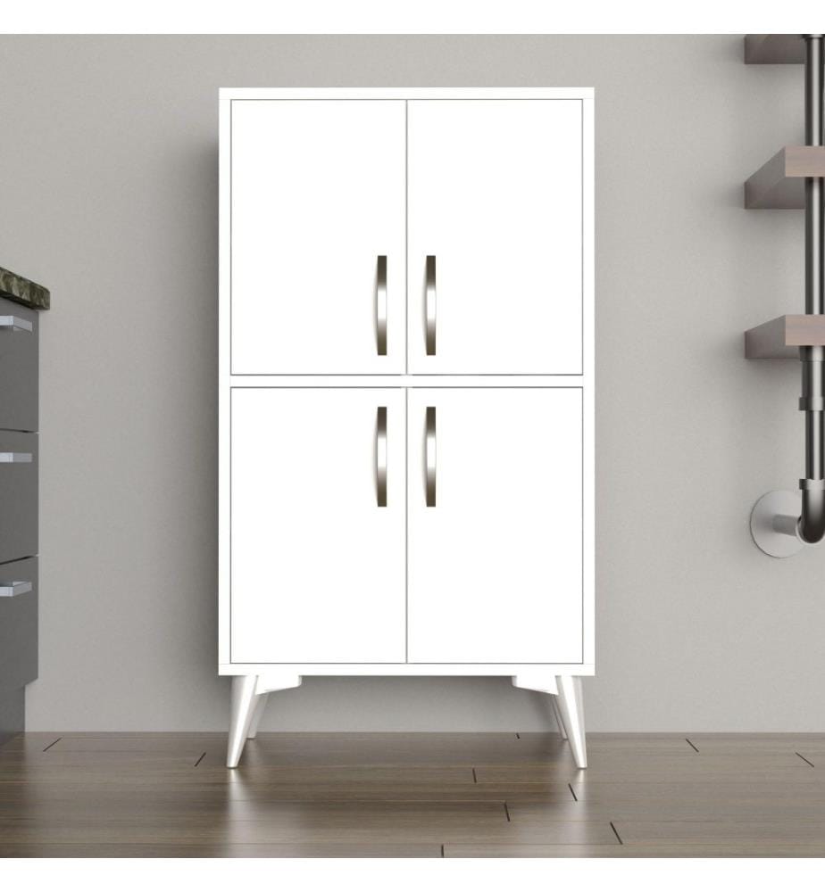 Armoire multifonctions, blanc, panneau de particules mélaminé