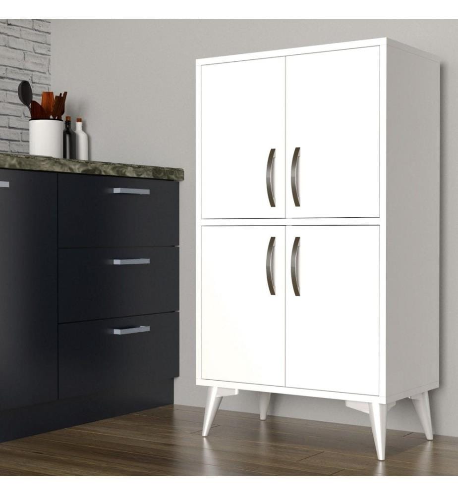 Armoire multifonctions, blanc, panneau de particules mélaminé