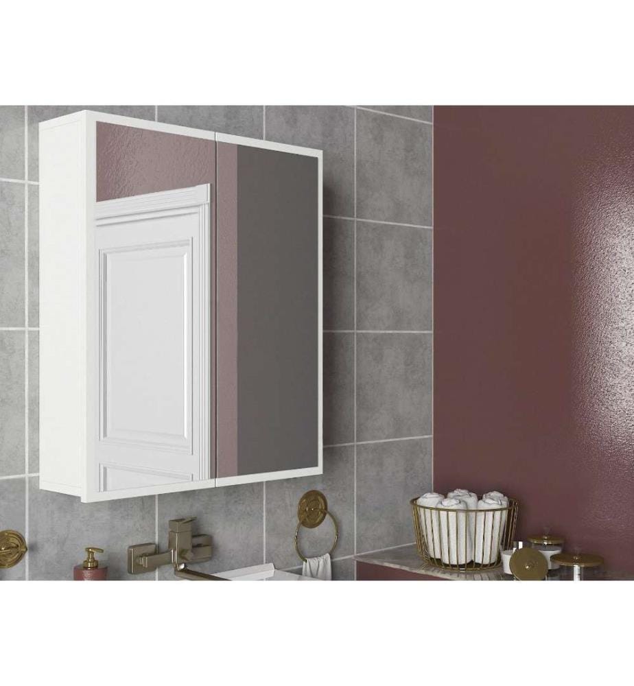 Armoire de toilette, blanc, panneau de particules mélaminé