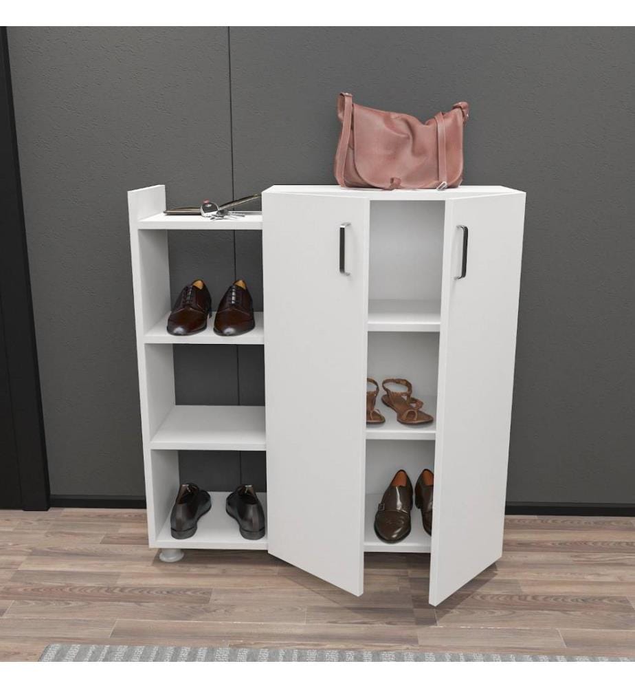 Meuble à chaussures, blanc, panneau de particules mélaminé