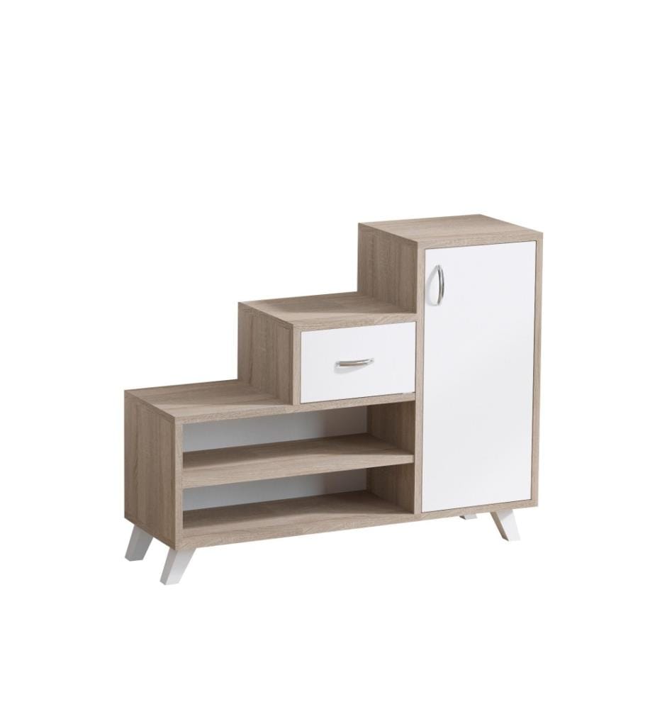 Meuble à chaussures, pin atlantique, blanc, panneau de particules mélaminé