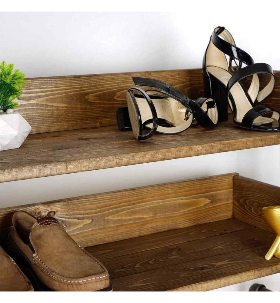 Schuhschrank mit Rohrrahmen, Schwarz, Nussbaum, Fichtenholz, Metallfüsse