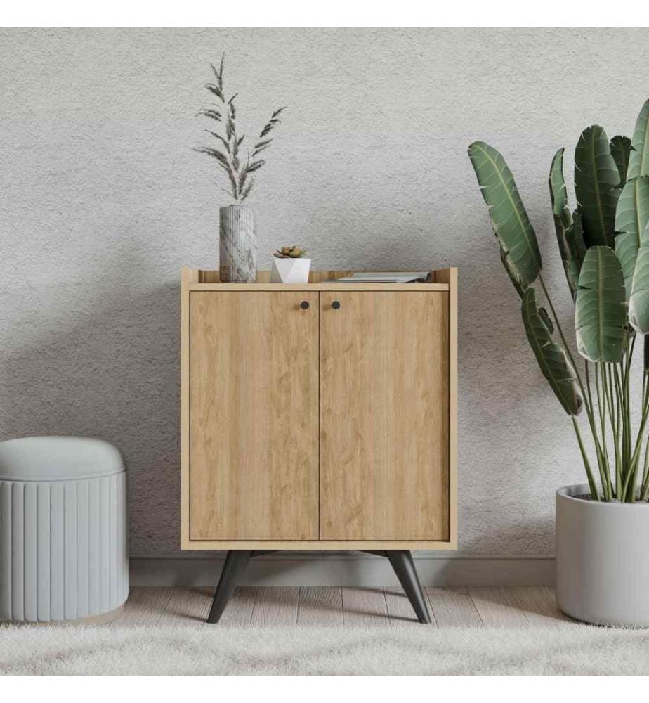 Multi Purpose Cabinet, Oak, Black, Melamine Coated Particle Board
