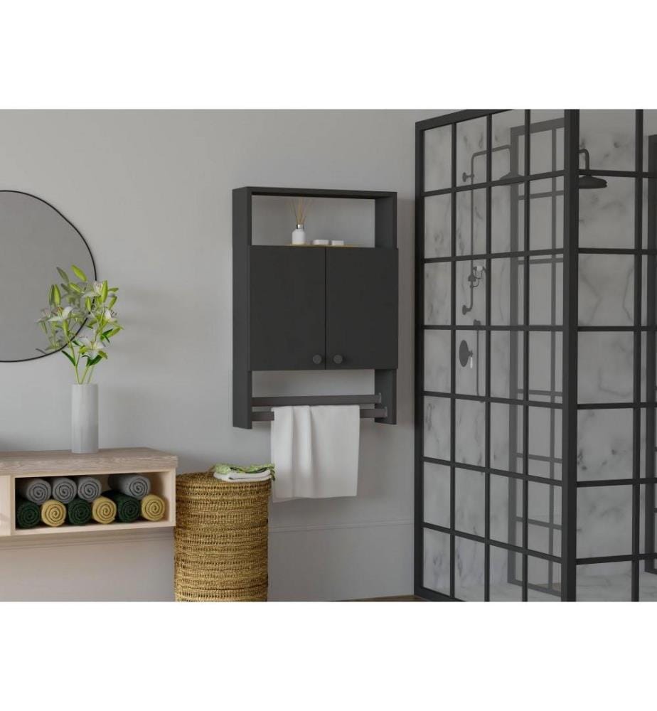 Badezimmerschrank, Anthrazit, Melaminbeschichtete Spanplatte