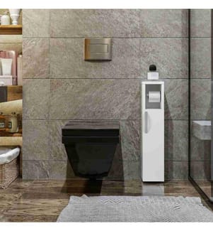 Mobile da bagno, bianco, pannello truciolare rivestito in melamina