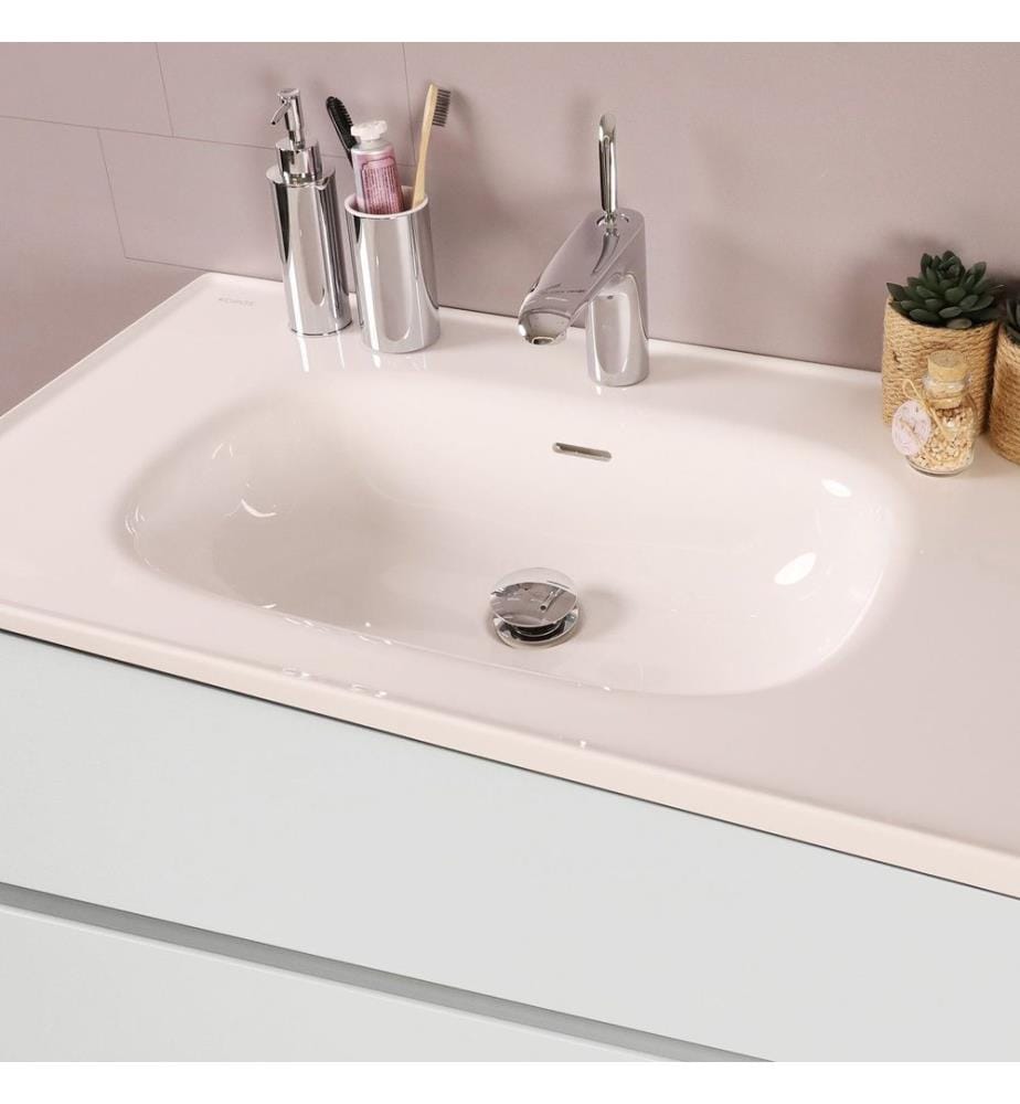 Ensemble meuble de salle de bain avec lavabo et miroir 2 pièces blanc panneau de particules 100 % recouvert de mélamine