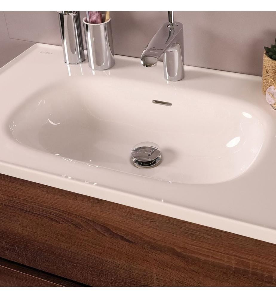 Ensemble meuble de salle de bain avec lavabo et miroir 2 pièces chêne blanc 100 % panneaux de particules recouverts de mélamine