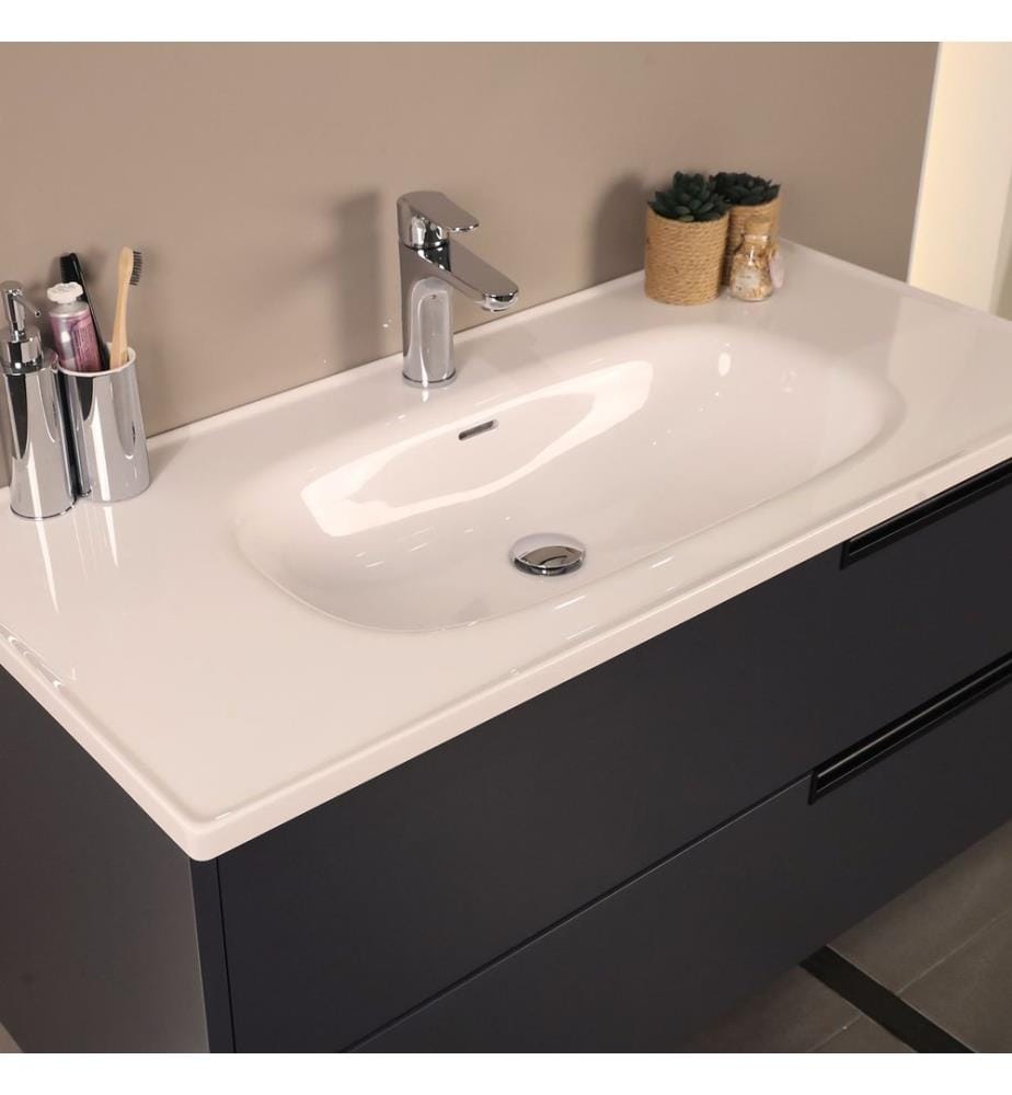 Badezimmerschrank mit Waschbecken und Spiegel 2-teilig Schwarz 100 % MDF lackiert