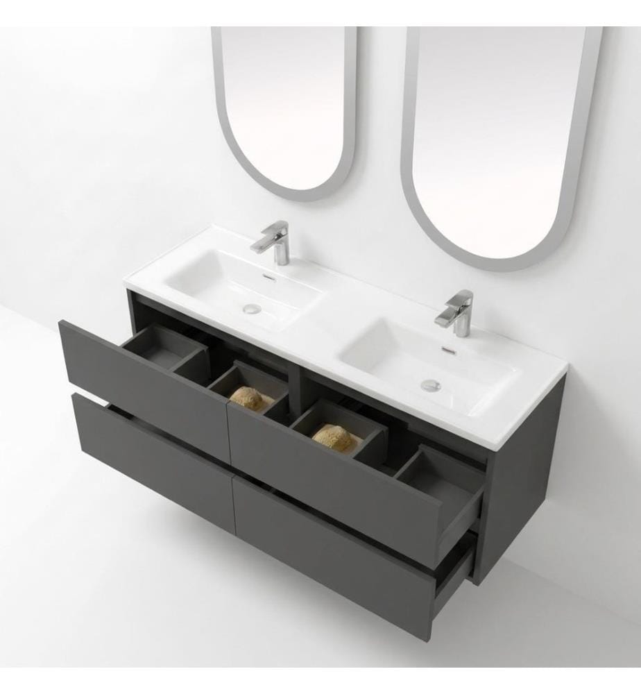 Badezimmerschrank mit Waschbecken und Spiegel 2-teilig Dunkelgrau 100 % melaminbeschichtete Spanplatte