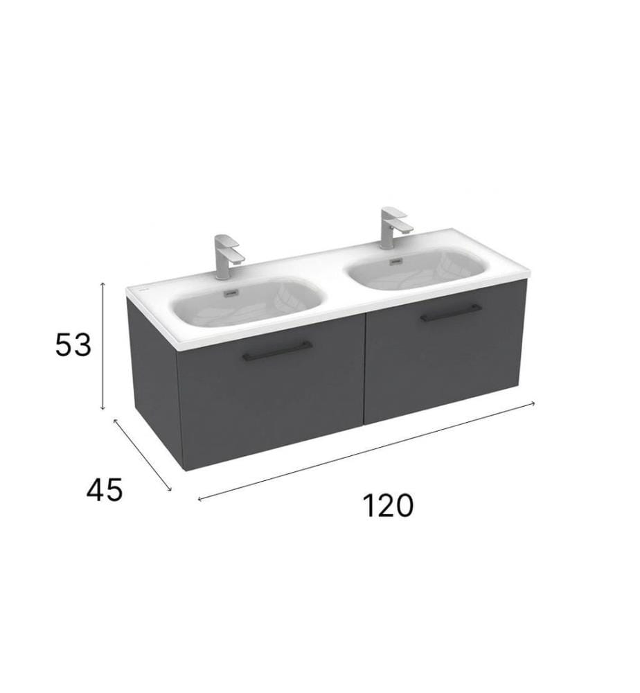 Meuble de salle de bain avec lavabo gris fumé panneau de particules 100 % recouvert de mélamine