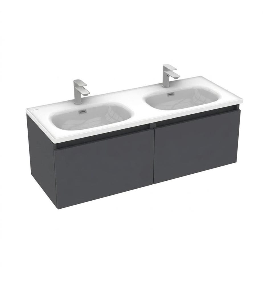 Meuble de salle de bain avec lavabo gris foncé panneau de particules 100 % recouvert de mélamine