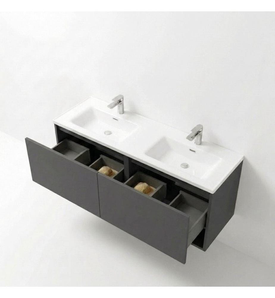 Meuble de salle de bain avec lavabo gris foncé panneau de particules 100 % recouvert de mélamine