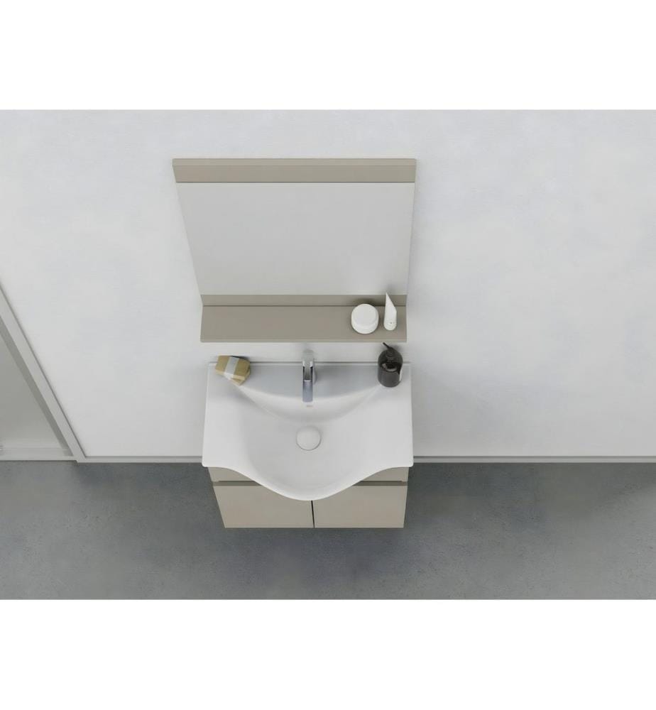 Ensemble meuble de salle de bain avec lavabo et miroir 2 pièces couleur latte panneau de particules 100 % recouvert de PVC