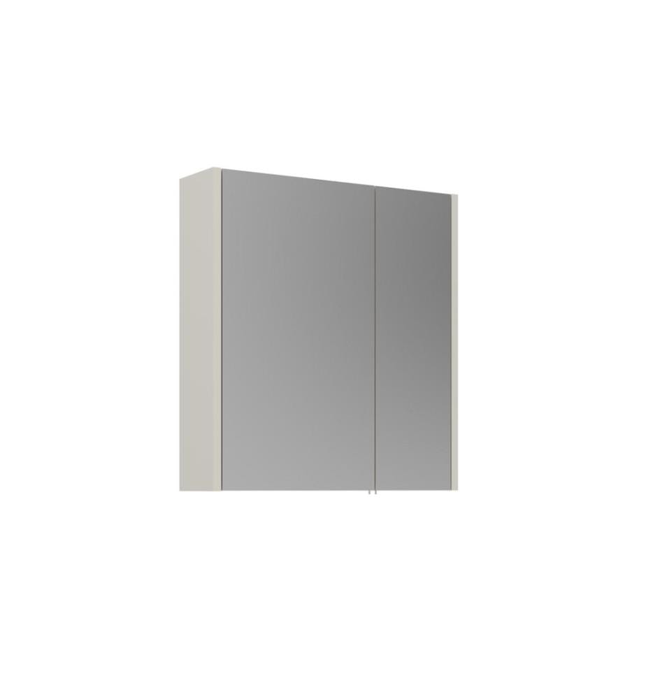 Meuble de salle de bain avec miroir coloris cachemire MDF PET 100 % brillant