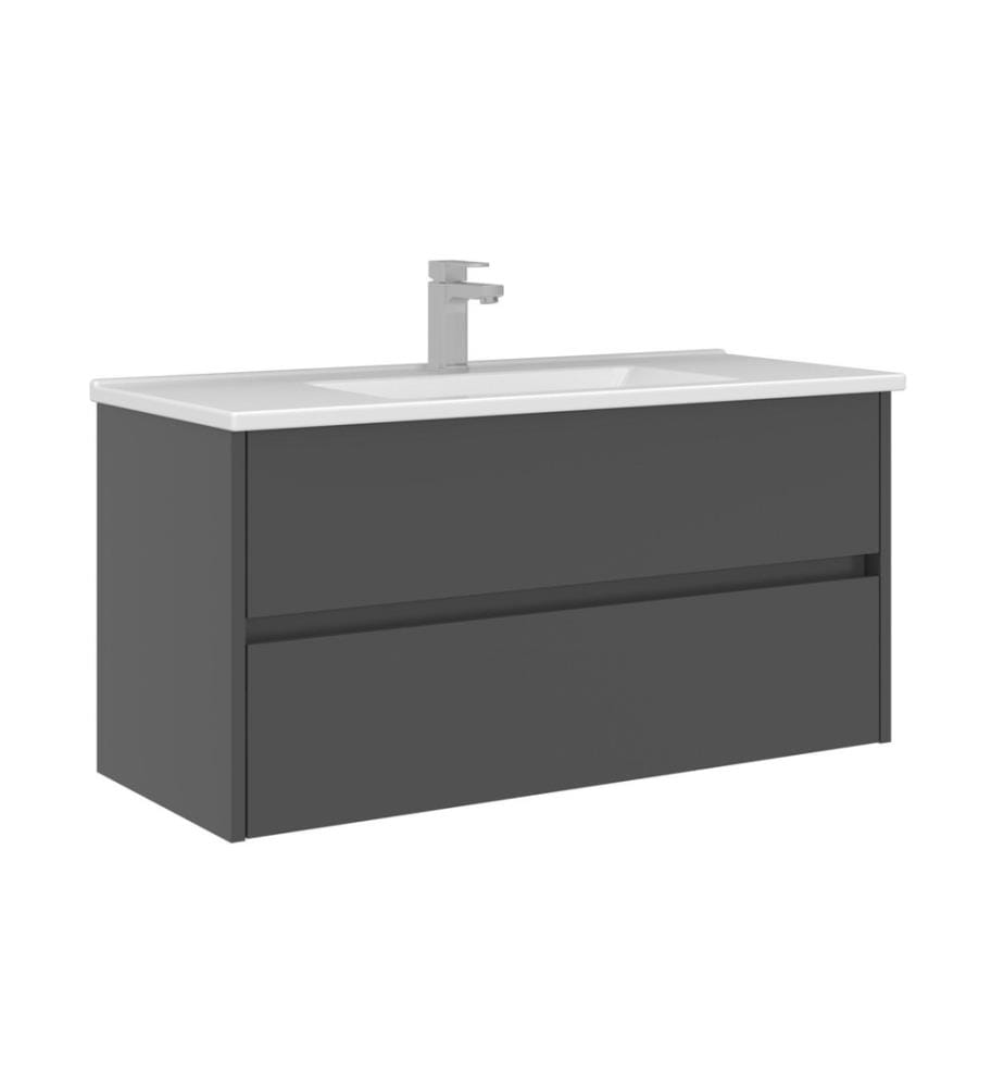 Meuble de salle de bain avec lavabo anthracite MDF PET 100 % brillant