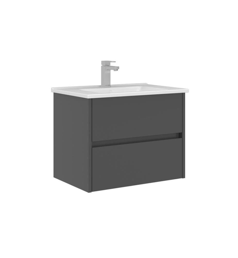 Meuble de salle de bain avec lavabo anthracite MDF PET 100 % brillant