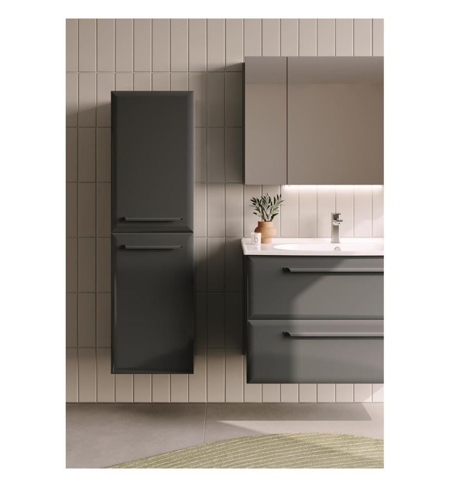 Meuble de salle de bain avec miroir anthracite MDF laqué brillant 100 %