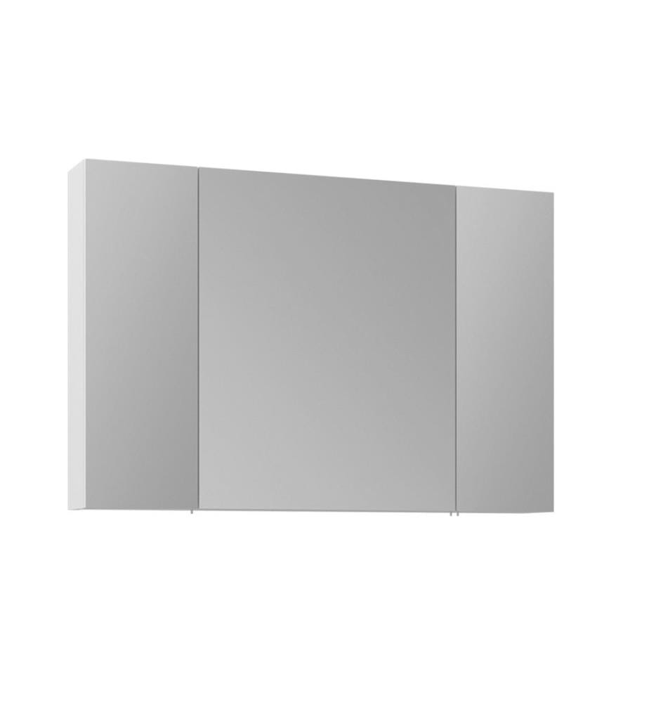 Meuble de salle de bain avec miroir blanc MDF laqué brillant.