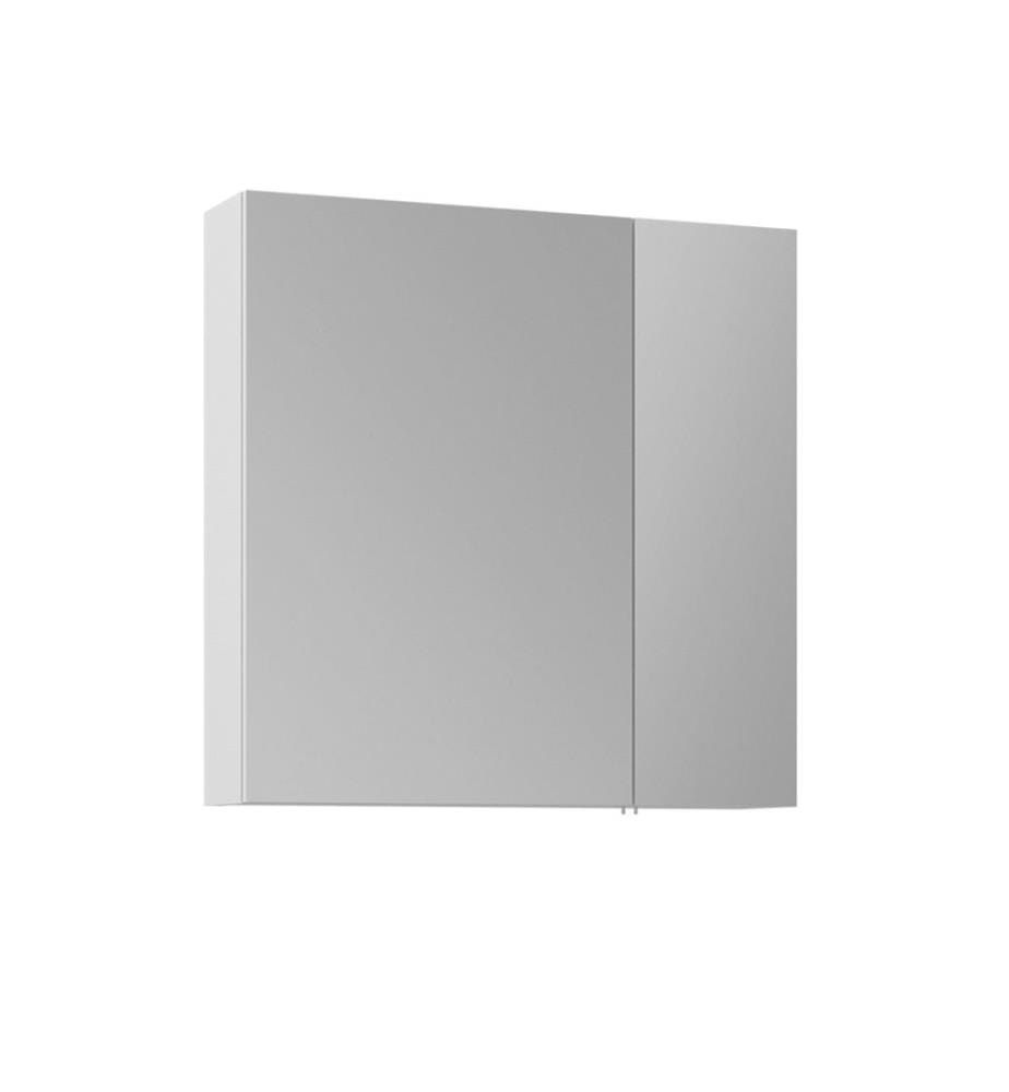Meuble de salle de bain avec miroir blanc MDF laqué brillant.