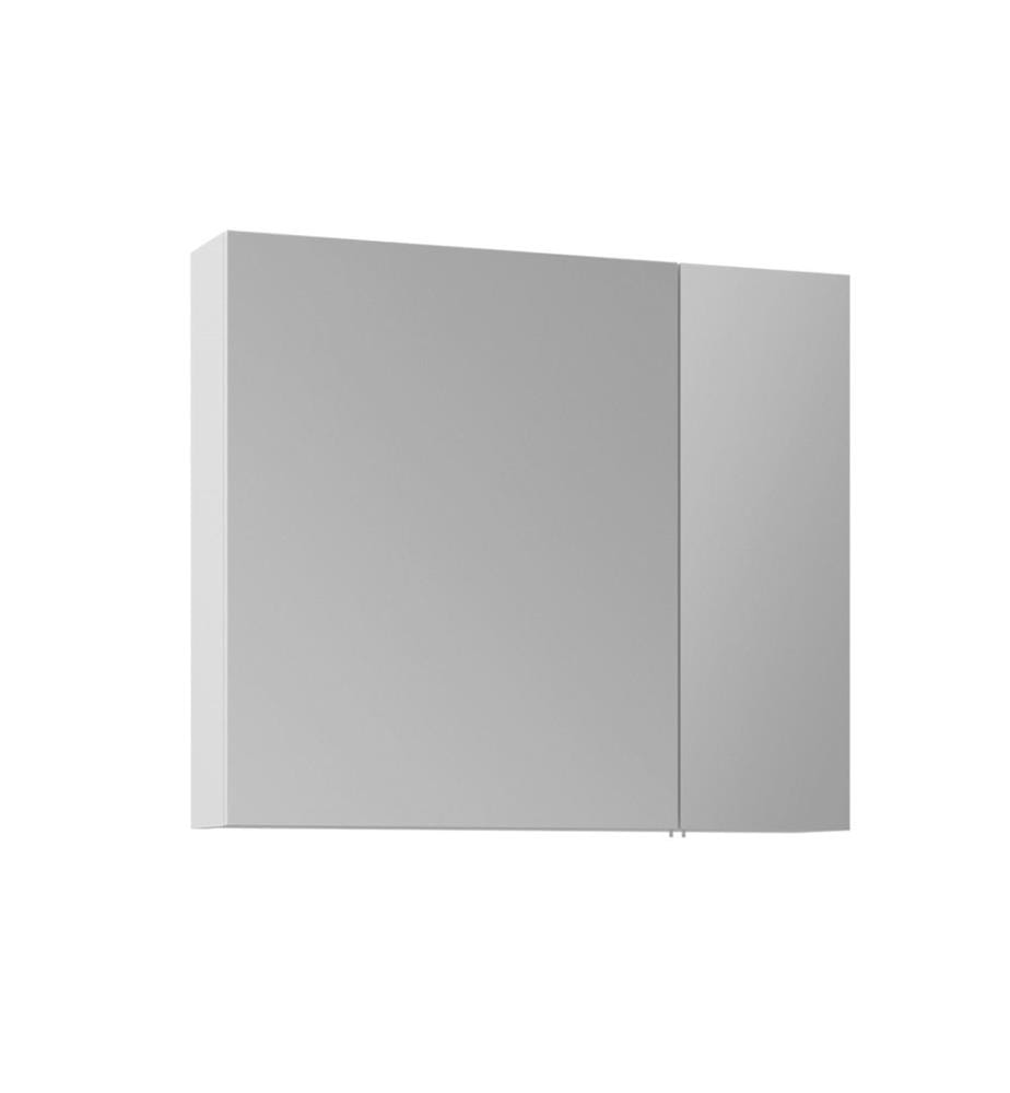 Meuble de salle de bain avec miroir blanc MDF laqué brillant.