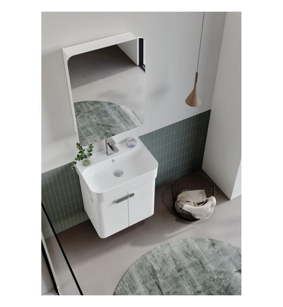 Meuble de salle de bain avec lavabo blanc MDF laqué brillant 100 %