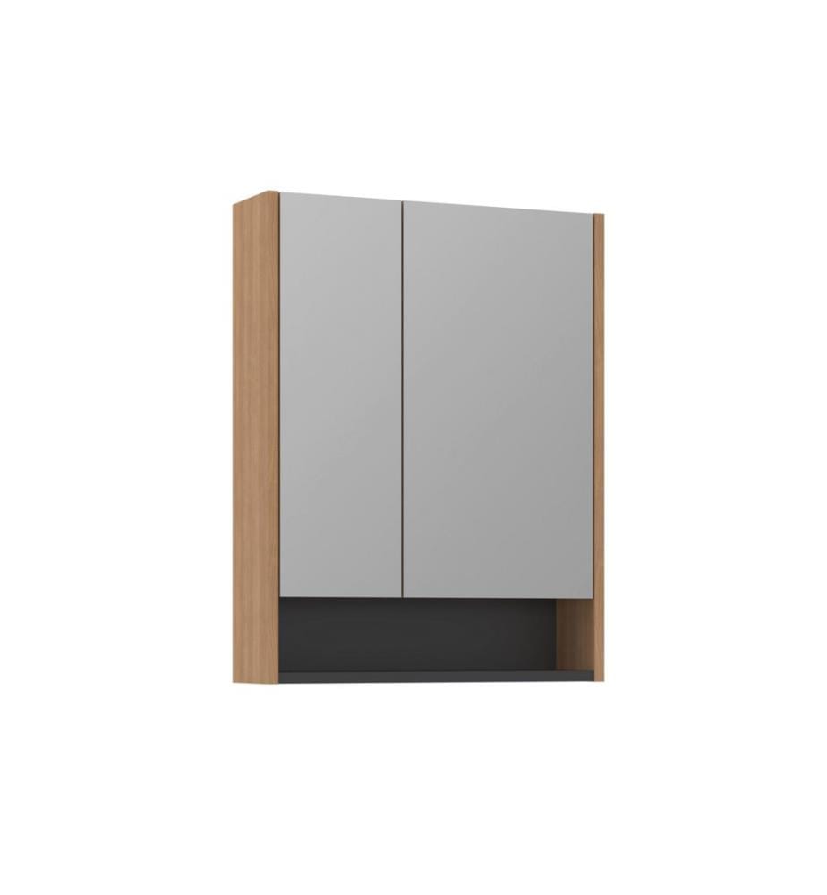 Meuble de salle de bain avec miroir noyer panneau de particules 100% recouvert de mélamine