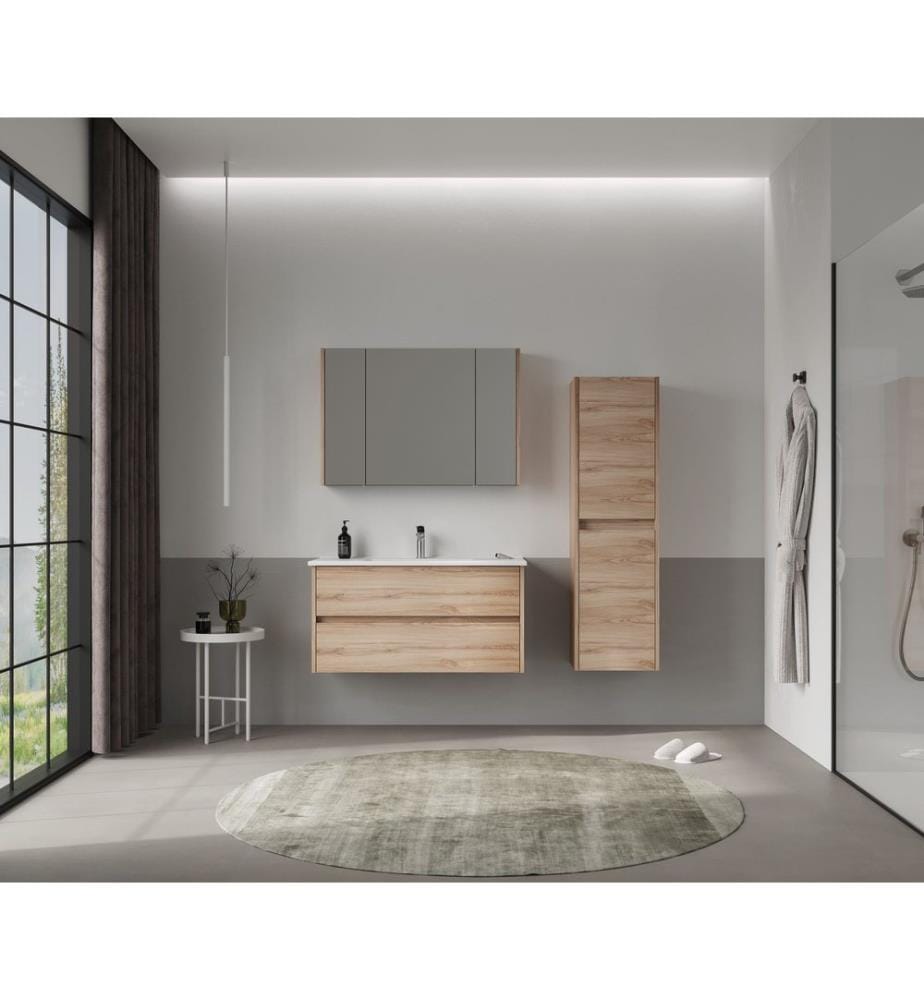 Badezimmerschrank Eiche 100 % melaminbeschichtete Spanplatte