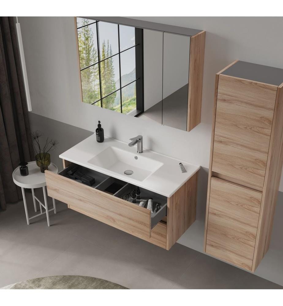 Badezimmerschrank Eiche 100 % melaminbeschichtete Spanplatte