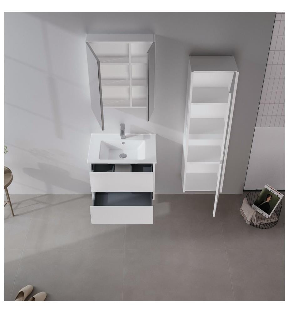 Badezimmerschrank mattweiss 100 % melaminbeschichtete MDF-Platte