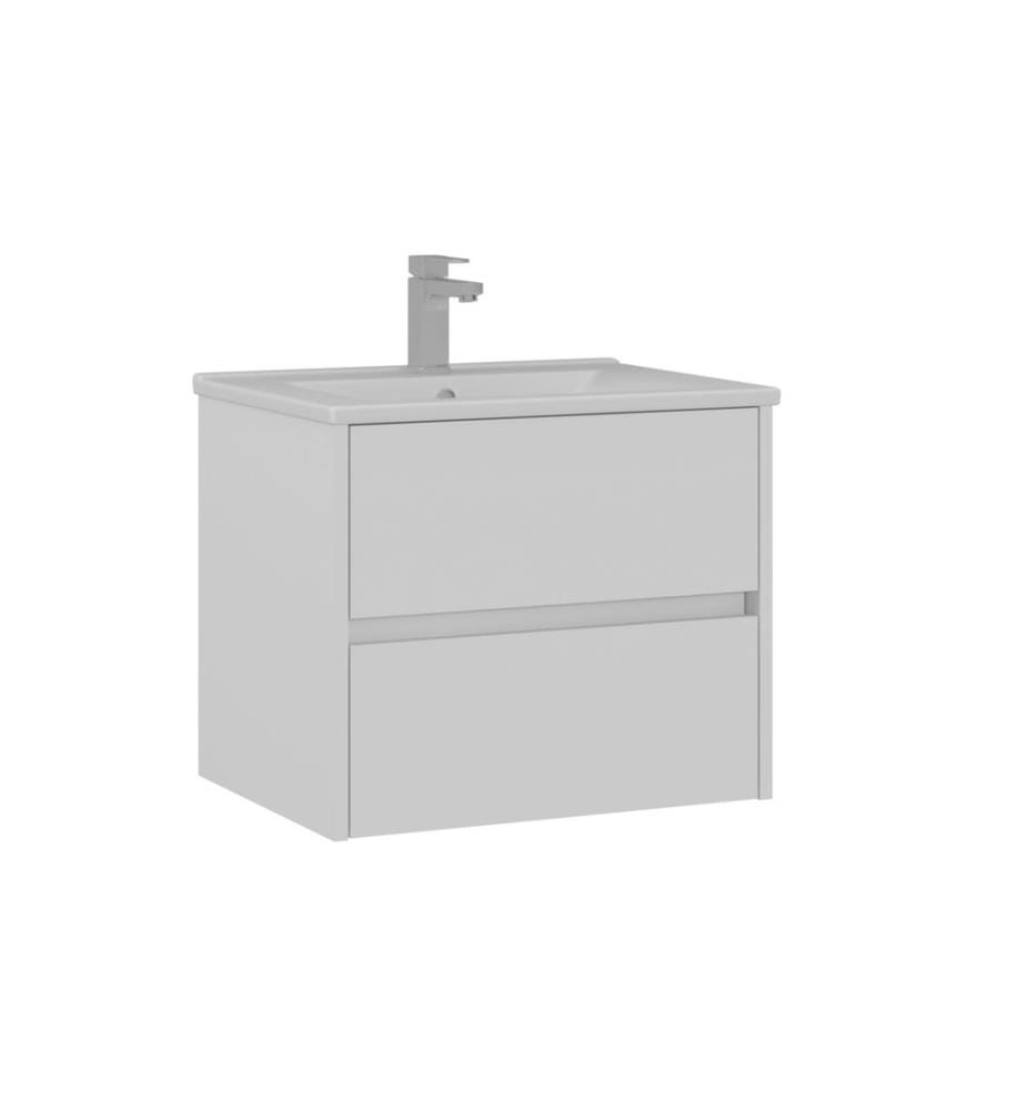 Meuble de salle de bain avec lavabo blanc mat MDF 100 % revêtu de mélamine