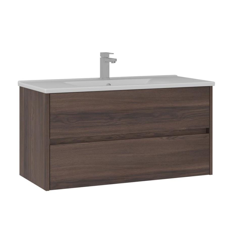 Badezimmerschrank mit Waschbecken Dunkelwalnuss 100 % melaminbeschichtete Spanplatte