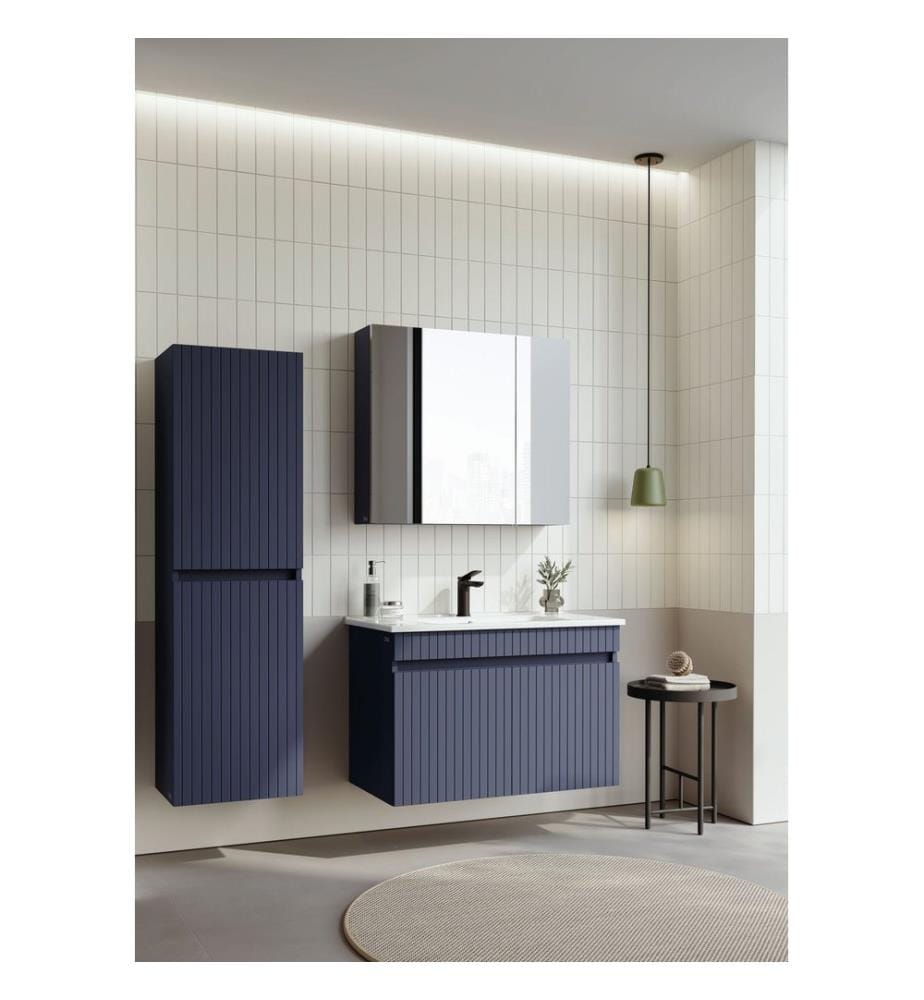 Badezimmerschrank mattes Marineblau 100 % thermisch beschichtetes MDF