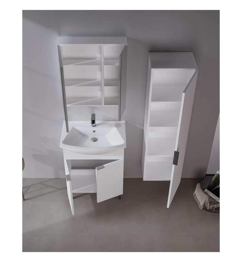 Meuble de salle de bain avec miroir blanc 100 % MDF recouvert de mélamine