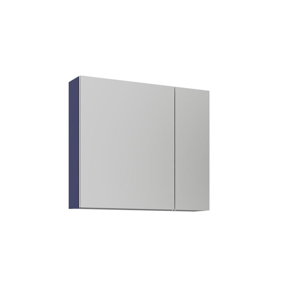 Meuble de salle de bain avec miroir bleu marine mat 100 % MDF revêtu de thermomoulage