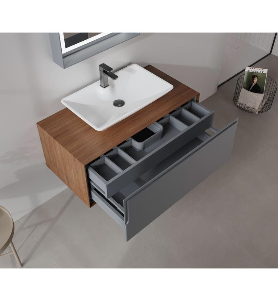 Badezimmerschrank mit Waschbecken Walnuss Anthrazit 100 % Kompaktlaminat