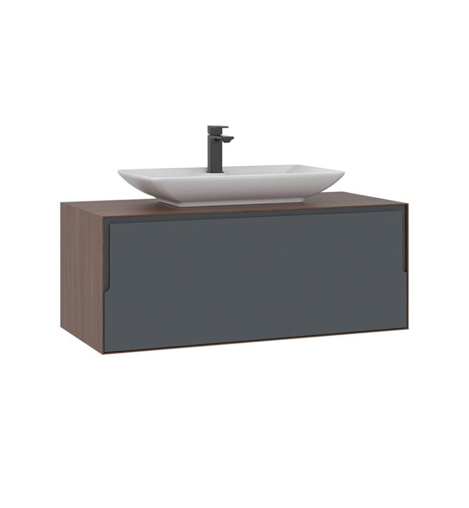 Badezimmerschrank mit Waschbecken Walnuss Anthrazit 100 % Kompaktlaminat